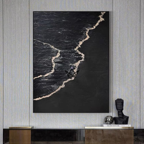 Peinture à l'huile sur toile XXL - Sable Noir -  - toile - Cadeau, Noël, Anniversaire, Original - Atelier Atypique