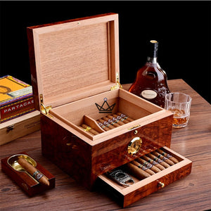 Cave à Cigares - KING ARTHUR luxe homme cadeau anniversaire fete des pere noel tiroir bois noble