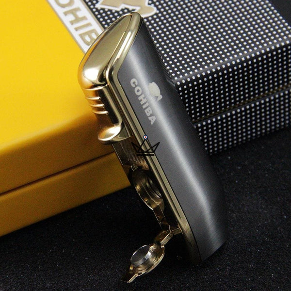 Briquet Chalumeau COHIBA - 3 Torches HOUDINI cigare argent